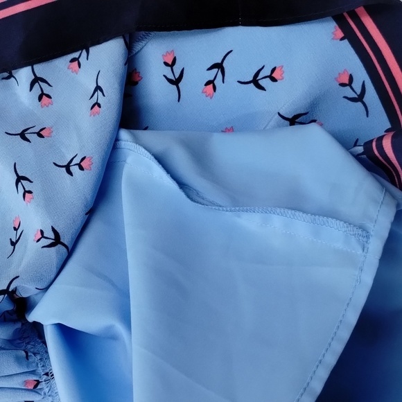 Draper James Collection Border Print Floral Tulip Dress Size 8 Blue/Pink Silk - Picture 9 of 12